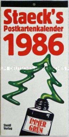 Kalender für das Jahr 1986 mit Postkarten von Klaus Staeck
