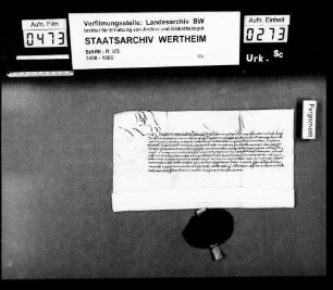Bischof Philipp von Speyer belehnt Graf Ludwig zu Löwenstein (Lewenstein), Herr zu Scharfeneck (Scharpfeneck), mit Burg und Dorf Eschelbronn und allen Zugehörungen.