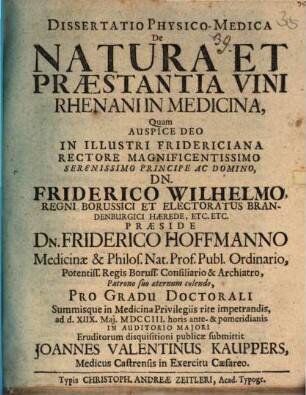 De natura et praestantia vini Rhenani in medicina : dissertatio