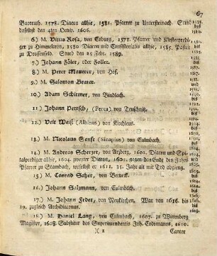 ... von der Culmbachischen Geistlichkeit, [7]. ... 6ten und letzten Fortsetzung der Culmbachischen Geistlichkeit