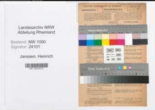 Entnazifizierung Heinrich Janssen, geb. 01.10.1893 (Bueroangest.)