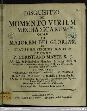 Disquisitio De Momento Virium Mechanicarum