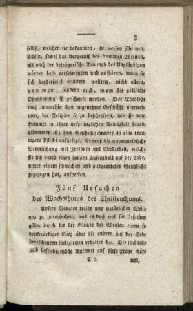 Fünf Ursachen des Wachsthums des Christenthums.