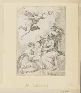 Heilige Familie, Blatt der Folge "14 Figuren nach Parmigianino"