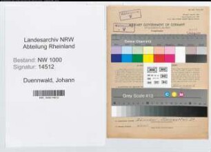 Entnazifizierung Johann Duennwald, geb. 06.10.1900 (Landesinspektor)