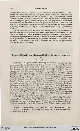Regelmäßigkeit und Gesetzmäßigkeit in der Architektur