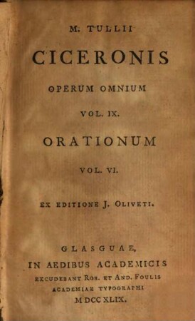 Orationes : In VII. Voluminibus. 6