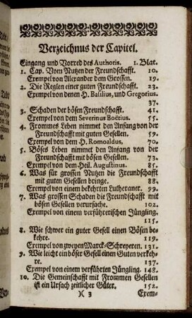 Verzeichnus der Capitel.