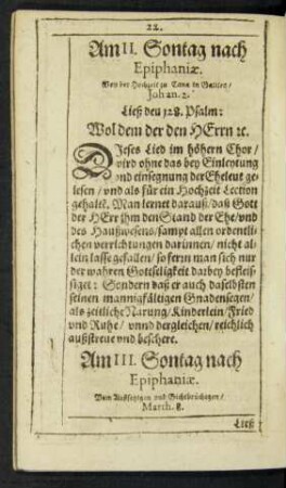 Am II. Sontag nach Epiphaniae.