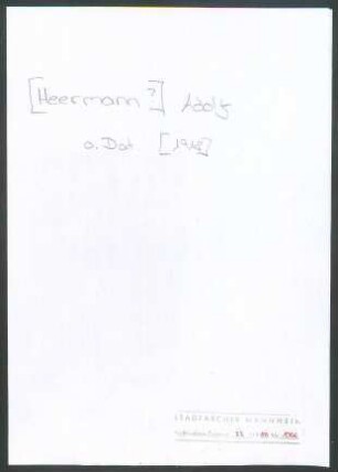 [Heermann], Adolf, o.O. an Wichert