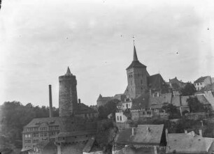 Bautzen. Blick auf die Stadtbefestigung mit Bautzner Tuchfabrik AG