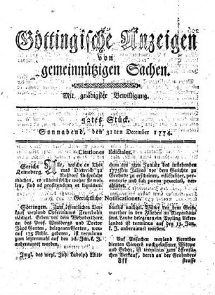 52tes Stück. Sonnabend, den 31ten December 1774.