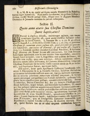 160-170, Sectio II. Quoto anno aetatis sua Christus Dominus ...