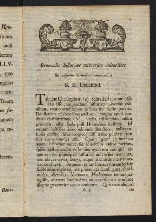 7-10, Benevolis historiae universae cultoribus.