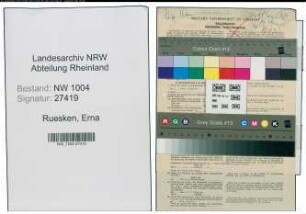 Entnazifizierung Erna Ruesken , geb. 27.04.1904 (Postangestellte)