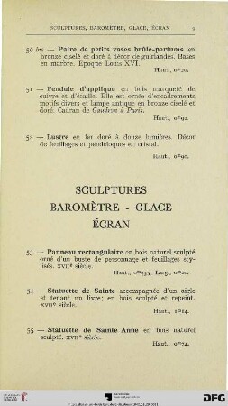 Sculptures – Baromètre – Glace – Écran (Nr. 53-79)