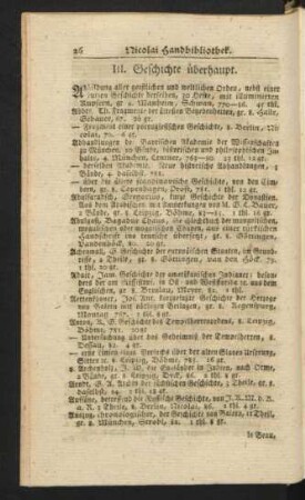 III. Geschichte überhaupt