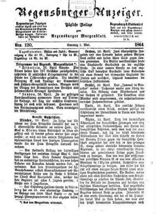 Regensburger Anzeiger : General-Anzeiger und Handelszeitung. 1864, 5 - 8 = Nro. 120 (1. Mai) - Nro. 240 (31. August)