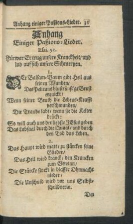 Anhang Einiger Paßions-Lieder.