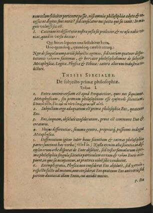 Theses Speciales. De subiecto philosophiae.