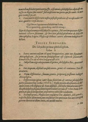 Theses Speciales. De subiecto philosophiae.