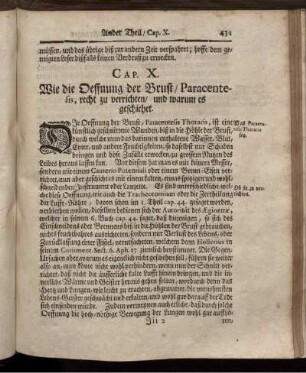Cap. X. Wie die Oeffnung der Brust / Paracentesis, recht zu verrichten/ und warum es geschiehet.