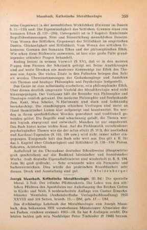 359-361 [Rezension] Mausbach, Joseph, Der irdische Pflichtenkreis