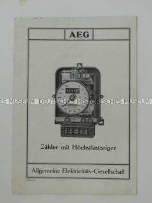 Werbeprospekt der AEG für Zähler