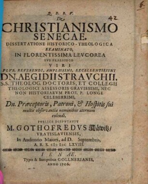 De christianismo Senecae : dissertatione historico-theologica examinato