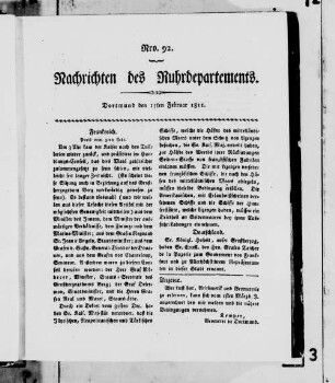 Nachrichten des Ruhrdepartements