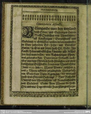 Lebenslauf : Personalia, Commendatio defuncti