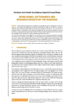 Word banks, dictionaries and research results by the roadside