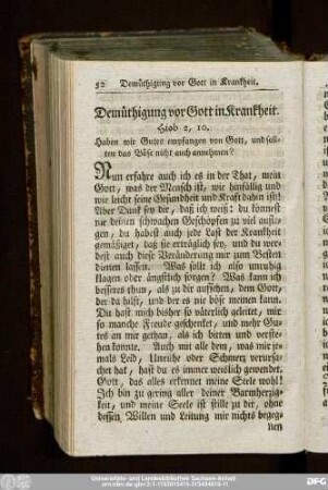 Demüthigung vor Gott in Krankheit.