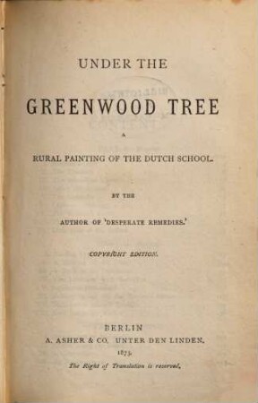 Under the Greenwood Tree, a rural painting of the dutch school