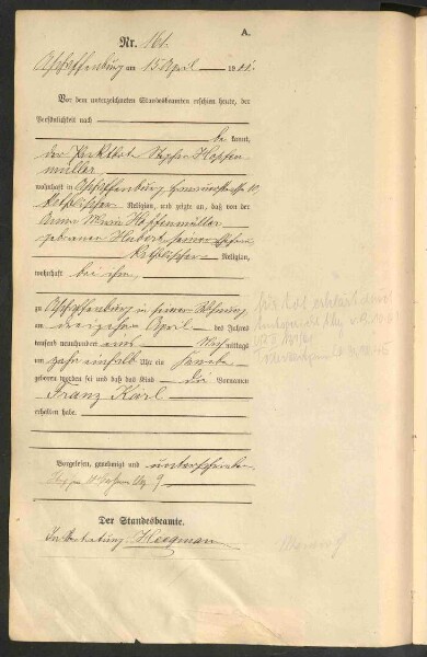Standesamtsbuch der Stadt Aschaffenburg: Geburten 365/1900 - 184/1901