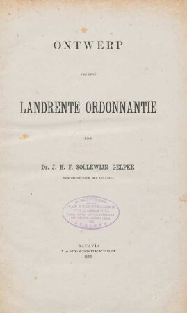Ontwerp van eene landrente ordonnantie