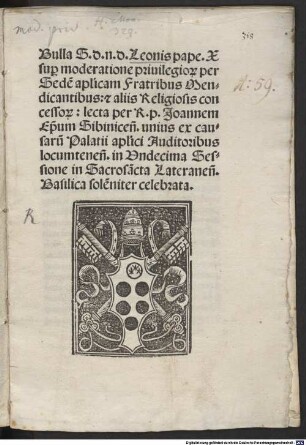 Bulla super moderatione privilegiorum per fidem apost. Fratribus mendicantibus concessorum