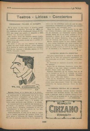 Teatros - Líricas - Conciertos : Associazione Italiana de Concerti [y] Juventud israelita argentina [y] La crónica teatral de la semana
