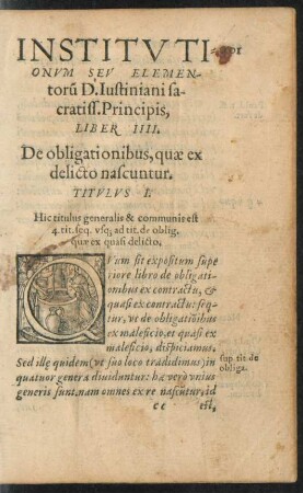 Institutionum Seu Elementorum D. Iustiniani sacratiss. Principis, Liber IIII.