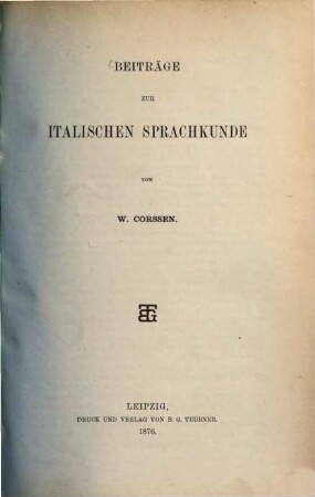 Beiträge zur italischen Sprachkunde