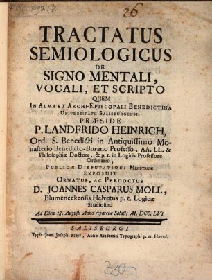 Tractatus semiologicus de signo mentali, vocali et scripto