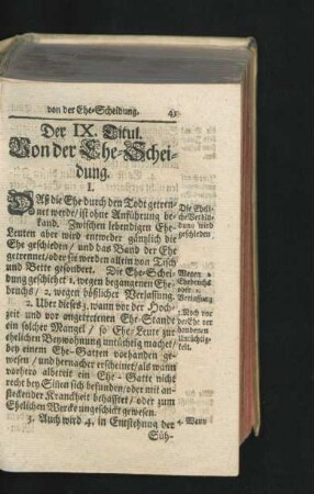 Der IX. Titul. Von der Ehe-Scheidung.
