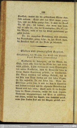 Sieben und zwanzigstes Kapitel. Entzündung der Nieren, der Blase und übermäßiges Stallen (Lauterstall)