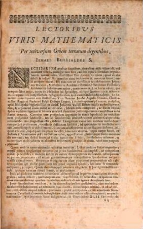 Ismaelis Bullialdi Opvs Novvm Ad Arithmeticam Infinitorum : Libris sex comprehensum, In quo plura à nullis hactenus edita demonstrantur