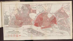 Plan von Hamburg und Altona zur Veranschaulichung der Bevölkerungsdichtigkeit der einzelnen Stadtteile nach der Volkszählung vom 1.Dezember 1875.