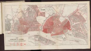 Plan von Hamburg und Altona zur Veranschaulichung der Bevölkerungsdichtigkeit der einzelnen Stadtteile nach der Volkszählung vom 1.Dezember 1875.