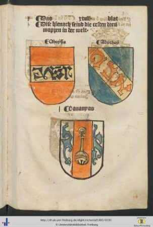 Die hienach seind die ersten dreu wappen in der welt