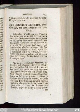 Von der epidemischen Krankheiten, oder Seuchen, und dem Verhalten bey denselben.