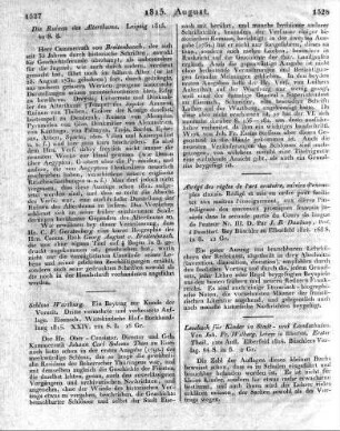 Lesebuch für Kinder in Stadt- und Landschulen. Von Joh. Fr. Wilberg, Lehrer in Elberfeld. Erster Theil, 12te Aufl. Elberfeld 1814. Büschlers Verlag. 64 S. in 8.