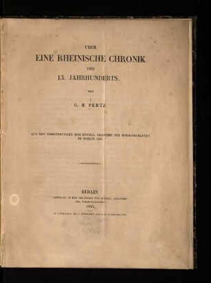 Über eine rheinische Chronik des 13. Jahrhunderts